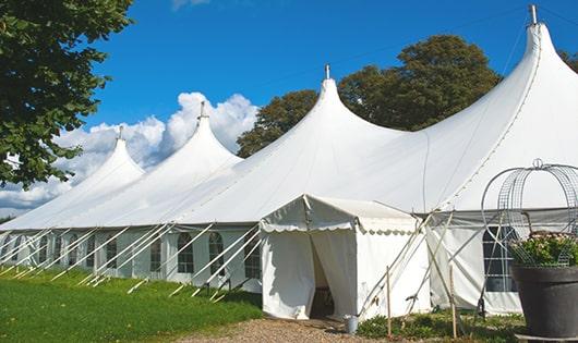 high-quality porta potties stationed at a wedding, meeting the needs of guests throughout the outdoor reception in Nutley